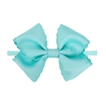 Mint green grosgrain baby headband with embroidered scalloped edge butterfly bow - Sky Blue