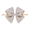Grey ribbed baby headband with gold scalloped edges and high elasticity nylon strap - Taupe