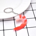 Portachiavi realistico con gamberetto cotto e anello in metallo su griglia a quadri - Gamberetto