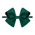 Dark green ribbed fabric bow headband for babies with elegant scalloped embroidery edges - Dark Green