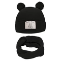 Cozy black baby winter set featuring a knitted bear ear hat and matching neck warmer - Black (DP248-1)