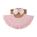 Pink muslin baby bib with ruffled edge and matching lace bow headband set for newborns - Light Pink (DP310-14)