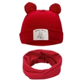 Infant red knit bear hat and scarf set with Baby Bear tag for autumn and winter - Red (DP248-20)