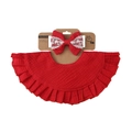 Red muslin baby bib and floral lace bow headband set on a kraft cardboard display - Red (DP310-20)
