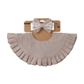 Morandi pink baby bib and lace bow headband set with ruffled cotton gauze fabric - Korean Pink (DP310-31)