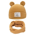 Ginger baby hat and scarf set with cute bear ears and soft knitted texture for winter - Ginger Yellow (DP248-43)