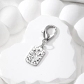 Detail of silver rectangle cactus pendant with hammer texture on white stone - Cactus (Lobster Clasp)