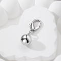 Polished silver metal keychain pendant with lobster clasp and round bead charm accessory - Silver Ball (Lobster Clasp)