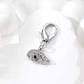 Portachiavi con occhio malocchio e strass brillanti su base in pietra bianca - Stile Occhio di Fenice Argentato (AN183)