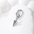 Polished silver alloy lobster clasp with minimalist cone rivet pendant on white stone - Cone (Lobster Clasp)