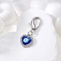 Ciondolo per cani a mini cuore Occhio del Diavolo con cristalli e smalto blu lucido - Stile Cuore con Strass (AN183)