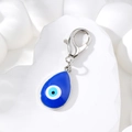 Ciondolo malocchio a forma di goccia con smalto blu e chiusura a moschettone argento - Stile Occhio Blu a Goccia d'Acqua (AN183)