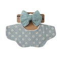 Green daisy print baby bib and twisted knit bow headband set for infants - Gray Green Daisy (DP309-7)