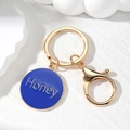 Golden keychain with blue enamel Honey heart pendant and lobster clasp for bags - Royal Blue Round Honey