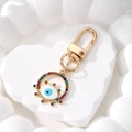 Goldener Evil Eye Schlüsselanhänger mit bunten Strasssteinen und blauem Auge Anhänger - Weißes Auge