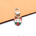 Cartoon resin Christmas reindeer kitty keychain with pink hood and silver metal clip - Elk