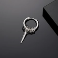 Silver punk hoop earring for men featuring a spike pendant and small decorative rings - Silver Spike