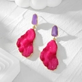 Vintage geometric drop earrings with purple enamel and fuchsia resin druzy stone - Irregular Style