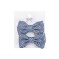 Set of two blue cotton floral hair clips with white polka dots for girls and toddlers - Blue Polka Dot (PP286-17)