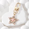 Ethno-Stil Schlüsselanhänger Stern in Roségold mit rosa Evil Eye Emaille und Zirkonia - Rosa