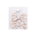 Pair of yellow and white striped cotton fabric bow hair clips on white display card - Yellow White Stripe (PP286-28)
