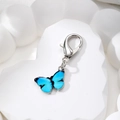 Mini alloy butterfly charm in blue and black with lobster clasp for keychains - Blue Butterfly (Lobster Clasp)