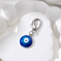 Evil eye charm keychain with blue enamel pendant and silver lobster clasp accessory - Royal Blue Eye (Lobster Clasp)