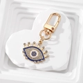 Creative evil eye heart keychain with gold alloy finish and sparkling rhinestones - Eyelash Rhinestone Eye