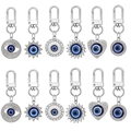 12-piece evil eye keychain set with geometric alloy pendants and sparkling crystals - Mixed Geometric Shapes (12-Piece Set)