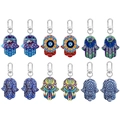 12er Set Hamsa Hand Acryl Schlüsselanhänger mit bunten ethnischen Stammes-Graffiti-Mustern - Hauptstil