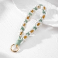 Handmade woven daisy flower keychain and bag charm in fresh bohemian style - White Flower