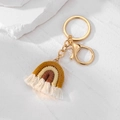 Portachiavi arcobaleno boho fatto a mano in corda di cotone macaron con nappa - Arcobaleno Marrone