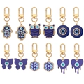 12-teiliges Evil Eye Schlüsselanhänger Set mit Eulen- und Herzanhängern aus Metall - Hauptbildstil (AN130)
