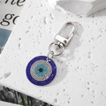 Portachiavi con occhio del male con strass blu e chiusura a moschettone in argento - Argento Blu Reale Zirconia