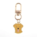 Détail d'un porte-clés Golden Retriever en émail avec fermoir sur fond blanc - Golden Retriever