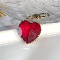 Exquisite faceted red heart crystal pendant with a golden lobster clasp for handbags - Red Big Heart