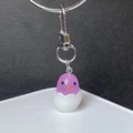 Portachiavi pulcino luminoso in guscio d'uovo con gancio metallico per borsa e zaino - Viola