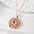 Collier vintage œil du diable avec pendentif doré évidé et détails en cristal rose - Or Œil Rose Rouge