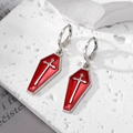 Gothic silver leverback earrings with red enamel coffin and cross for Halloween style - Red Cross Sailor Hat