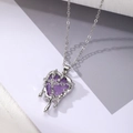 Collana con cuore di lava in resina viola e design industriale in metallo argento - Collana Cuore Viola