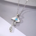 Evil eye traanhanger ketting met blauwe pupil en zilverkleurige legering schakelketting - Wit Oog
