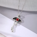Gothische boze oog hanger ketting met rode pupil en metalen tranen aan zilveren ketting - Zwarte Ogen
