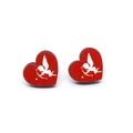 Pendientes de madera rojos con forma de corazón y silueta de Cupido para San Valentín - Corazón Rojo Cupido