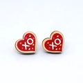 Pendientes de corazón de madera con acabado rojo y letras XO blancas para San Valentín - XO Corazón Rojo