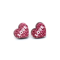Pendientes de madera en forma de corazón con estampado leopardo rosa y texto LOVE - LOVE Corazón Rojo Rosa