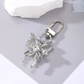Elegant silver butterfly keychain with translucent wings and crystal pendant for bags - Transparent Butterfly