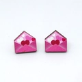Pendientes de madera en forma de sobre rosa con corazones para San Valentín - Sobre con Corazón