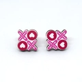 Pendientes XOXO de madera de San Valentín con diseños de corazones rosas y flecha - Square XO