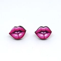 Pendientes de madera en forma de labios rosas para San Valentín o uso diario - Labios