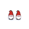 Pendientes de madera de gnomo navideño con sombreros de lunares rojos y barba blanca - Polka Dot Hat Gnome